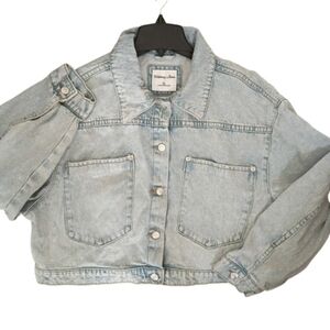 Highway Jeans Denim Cropped Retro Light Wash Jacket XL Urban Street Wear